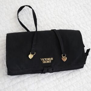 Victoria's Secret Forever Angel Black Satin Luxe Travel Jewelry Roll NWOT
